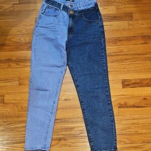 Boohoo Contrast Skinny Jeans in Blue Shades